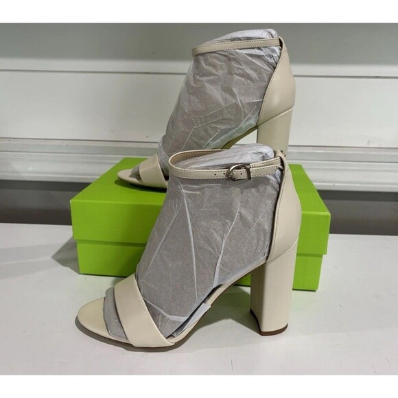 Sam Edelman Women's Yaro Block Heel Sandals Ivory Leather Size US 9 - Picture 2 of 7